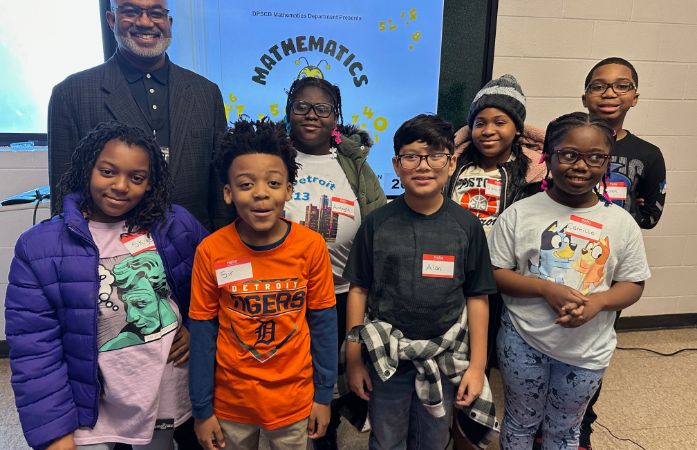  Mr. Alexander with the Math Bee contestants